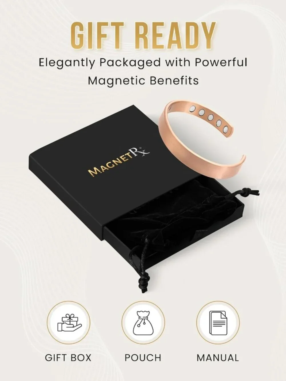 Magnetic Copper Bracelet for Men & Women - Adjustable Cuff Bangle, Medium Size